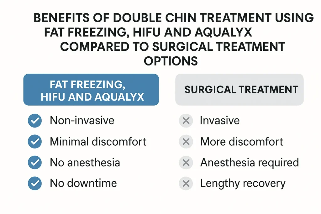 Graphic about the benefits of double chin treatment Cheadle - from LA LIPO