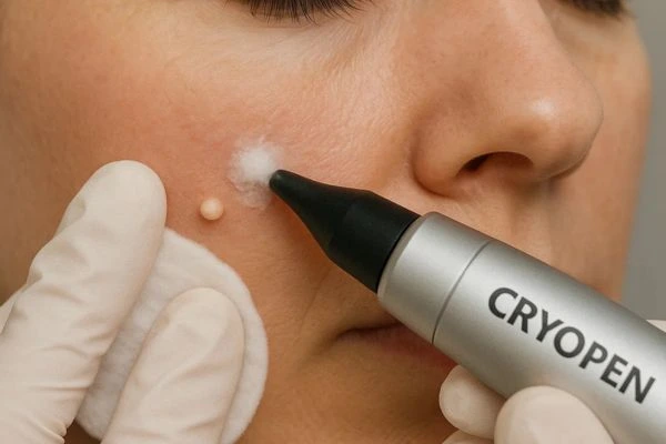 Woman receiving milia removal treatment Cheadle