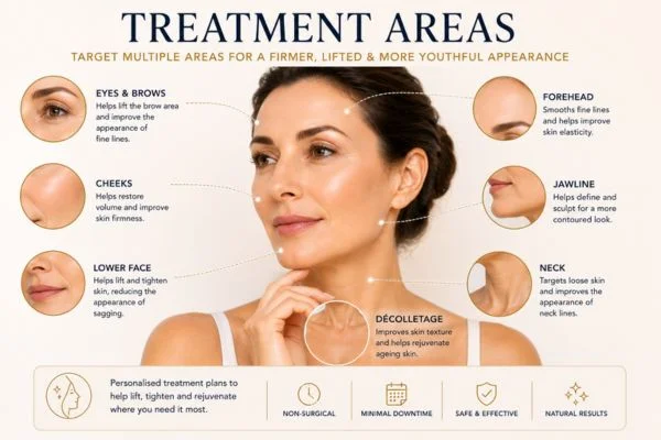 Areas of treatment for the ultimate lift tighten treatment Cheadle